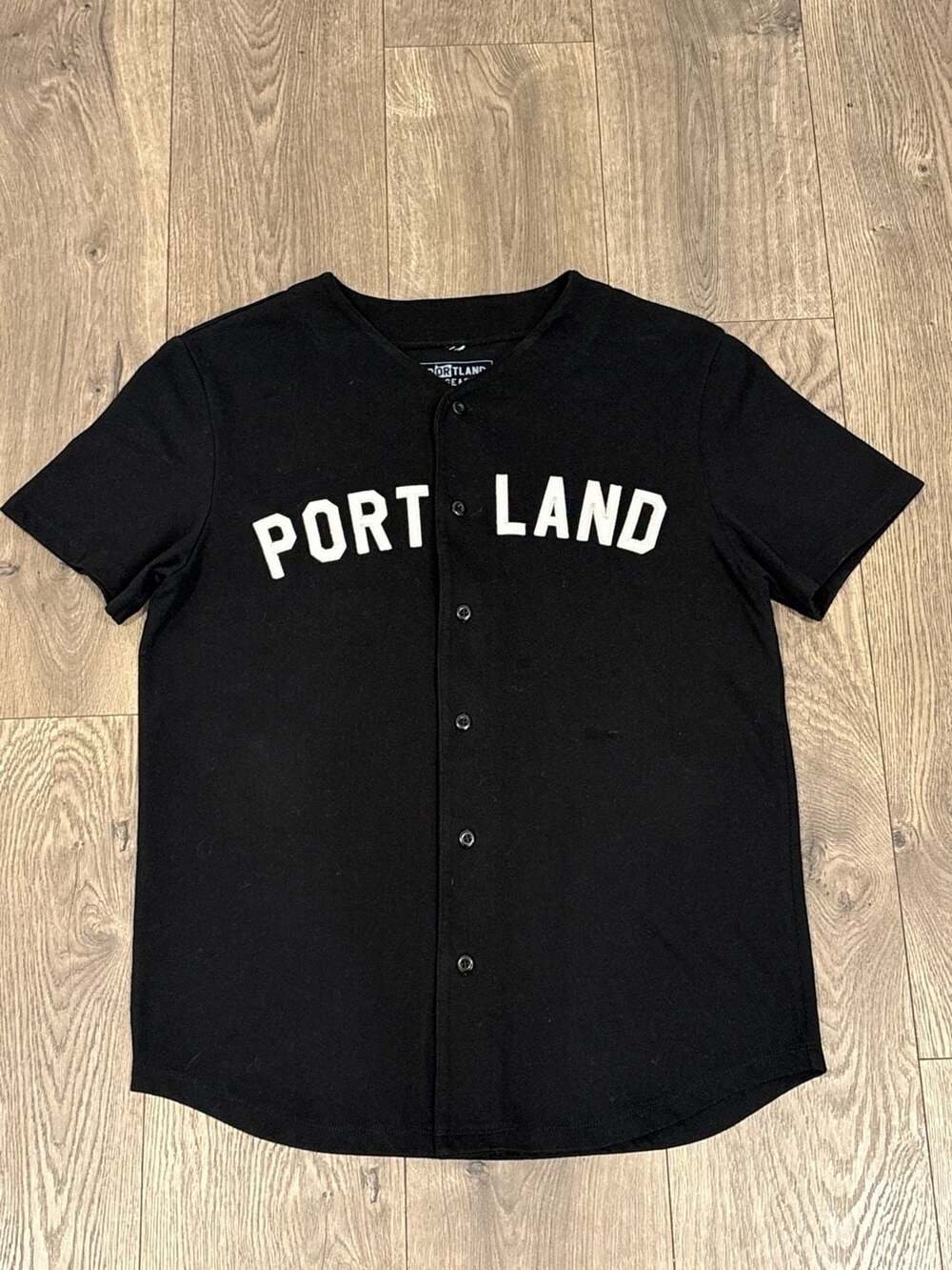 Portland Gear Baseball Jersey Size Medium Black White Applique